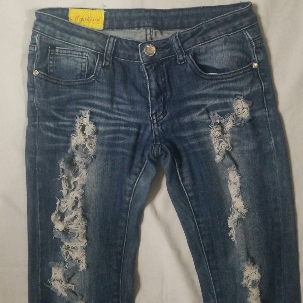 Machine Distressed Jeans - Picture 2 of 8